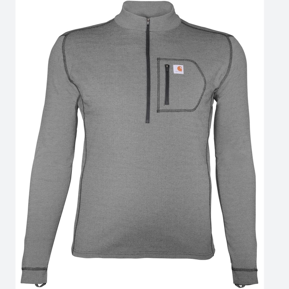 Carhartt Men’s Base Layer Quarter-Zip Top XL Tall Gray
